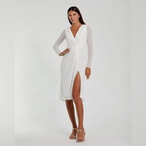 Mac Duggal White Sequin Dress